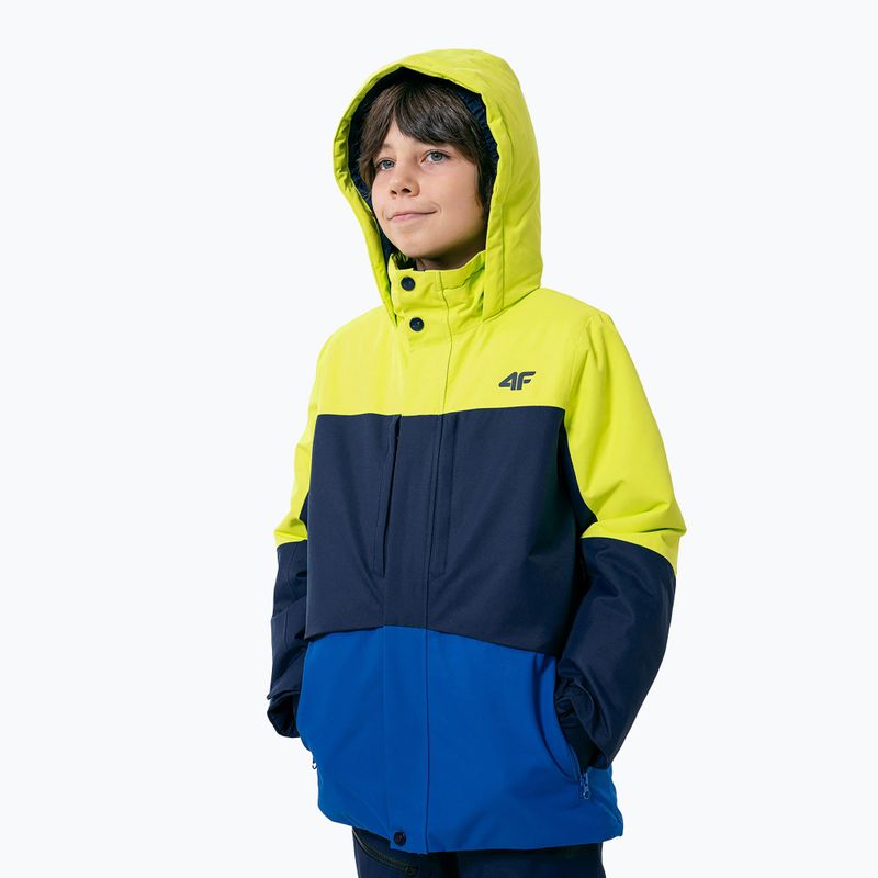 Children's ski jacket 4F green-blue HJZ22-JKUMN004