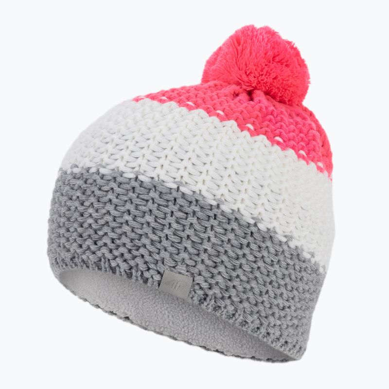 Children's winter beanie 4F red and white HJZ22-JCAD006 3