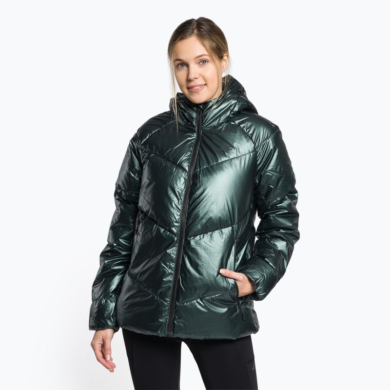 Women's down jacket 4F green H4Z22-KUDP010