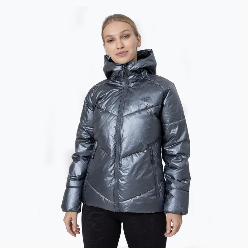 Women's down jacket 4F grey H4Z22-KUDP010