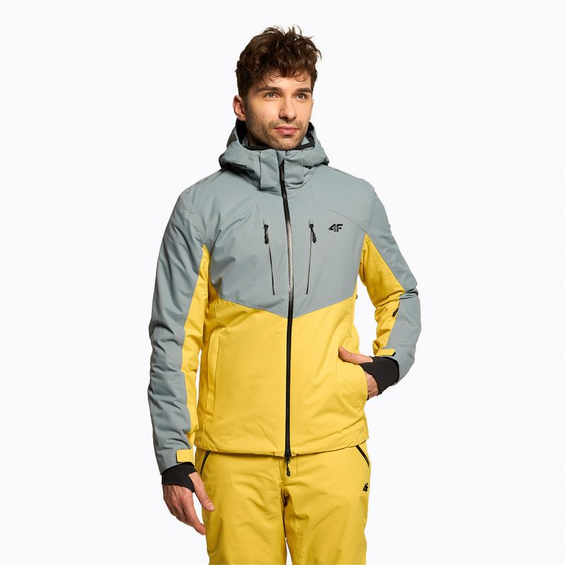 Men's 4F ski jacket grey-yellow H4Z22-KUMN011