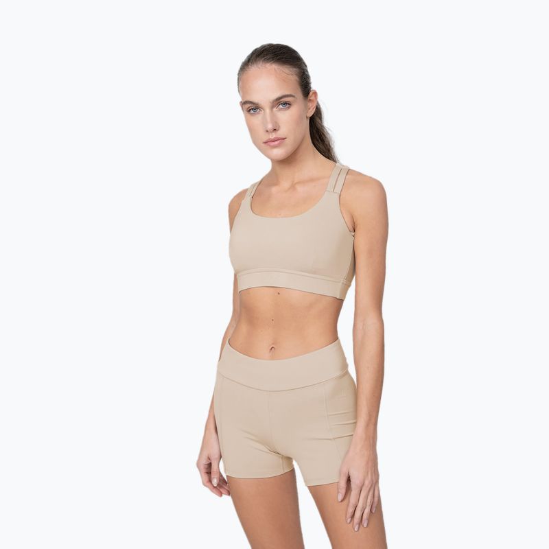 Women's yoga top 4F beige H4Z22-STAD016