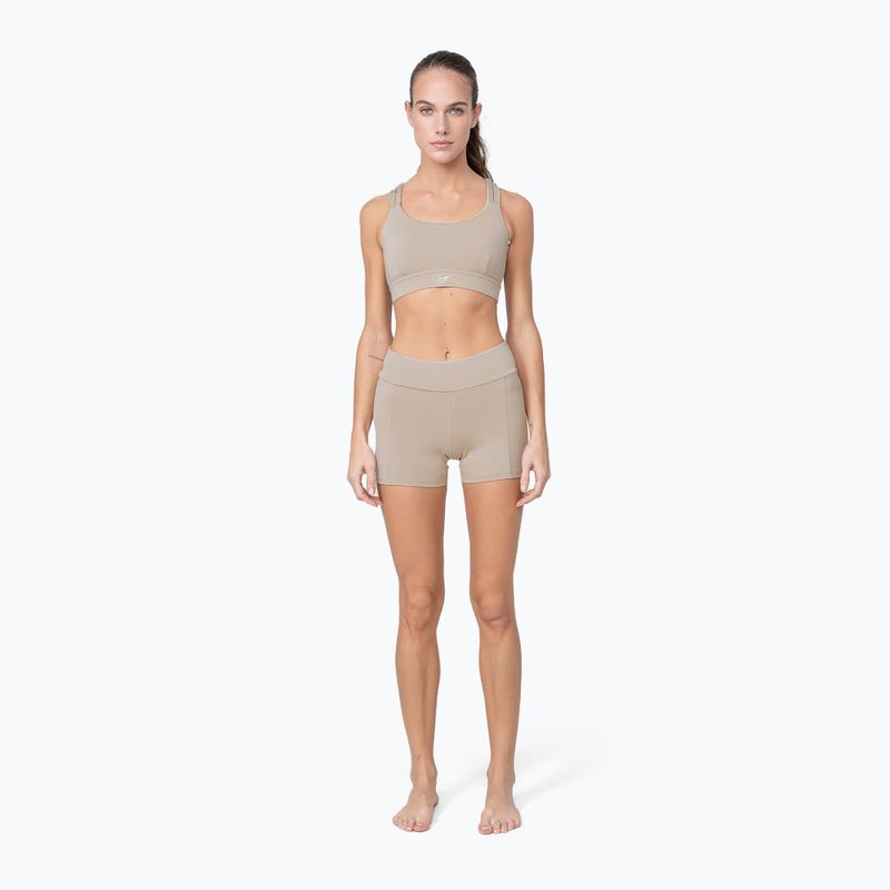 Women's yoga shorts 4F beige H4Z22-SKDF010 2