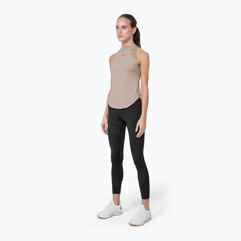 Women's training tank top 4F beige H4Z22-TSDF016 3
