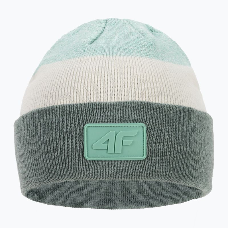 Children's winter beanie 4F green and white HJZ22-JCAD002 2