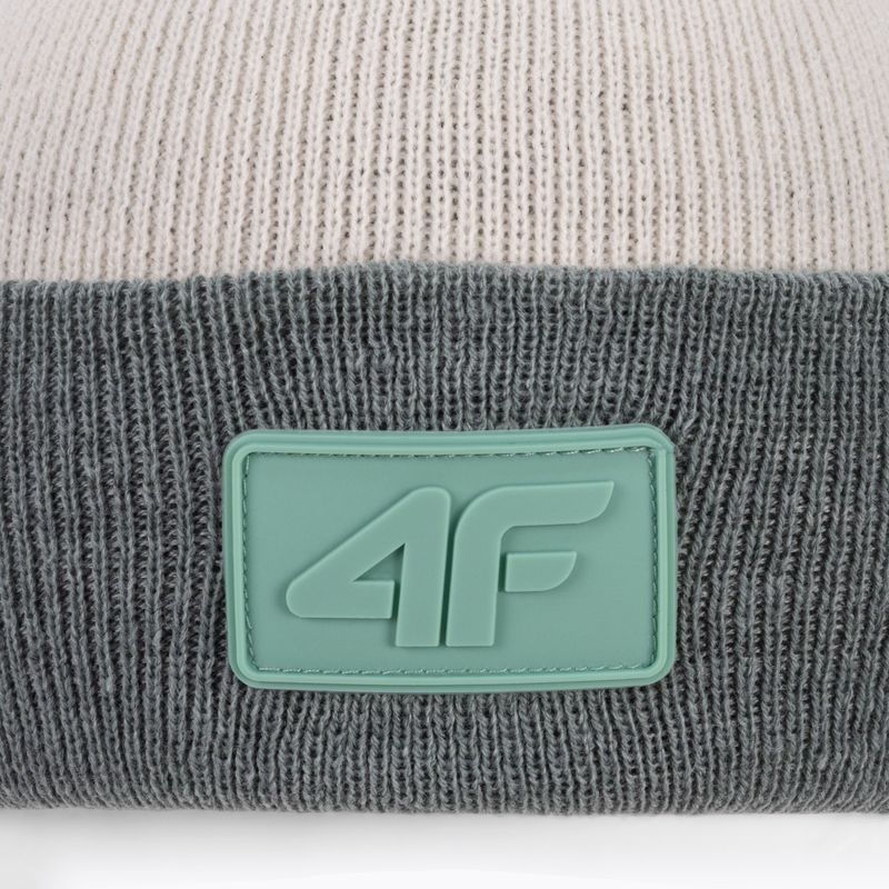 Children's winter beanie 4F green and white HJZ22-JCAD002 4