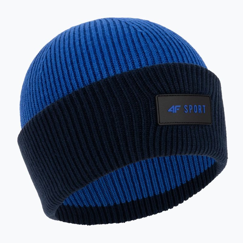 Children's winter beanie 4F navy blue and black HJZ22-JCAM004