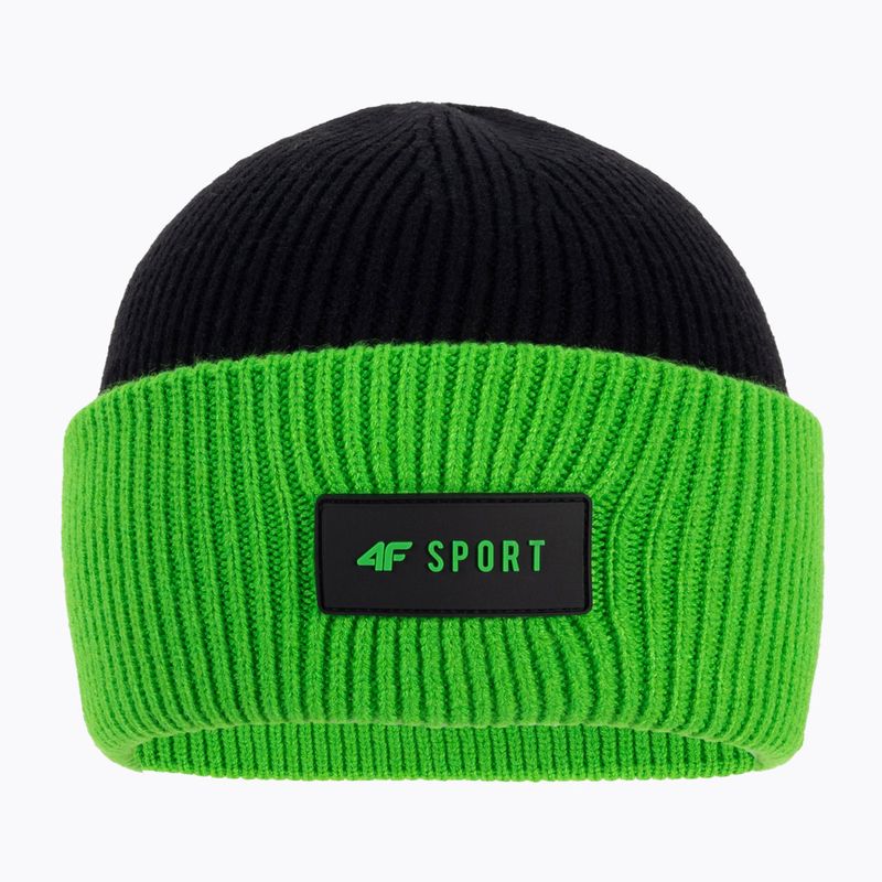 Children's winter beanie 4F green-black HJZ22-JCAM004 2