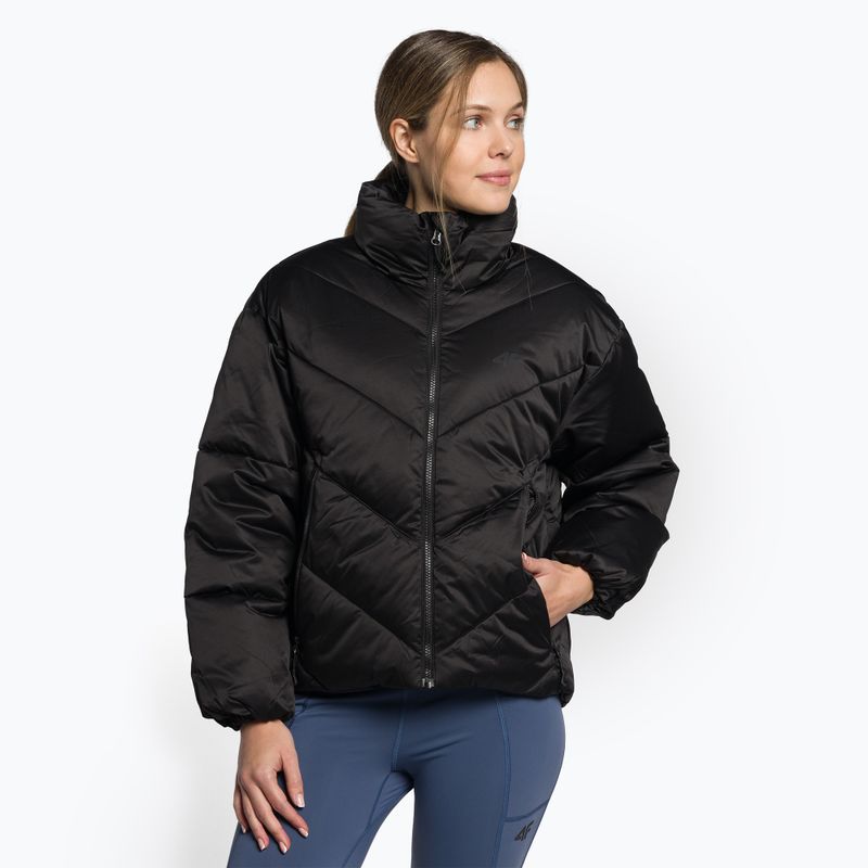 Women's down jacket 4F black H4Z22-KUDP019