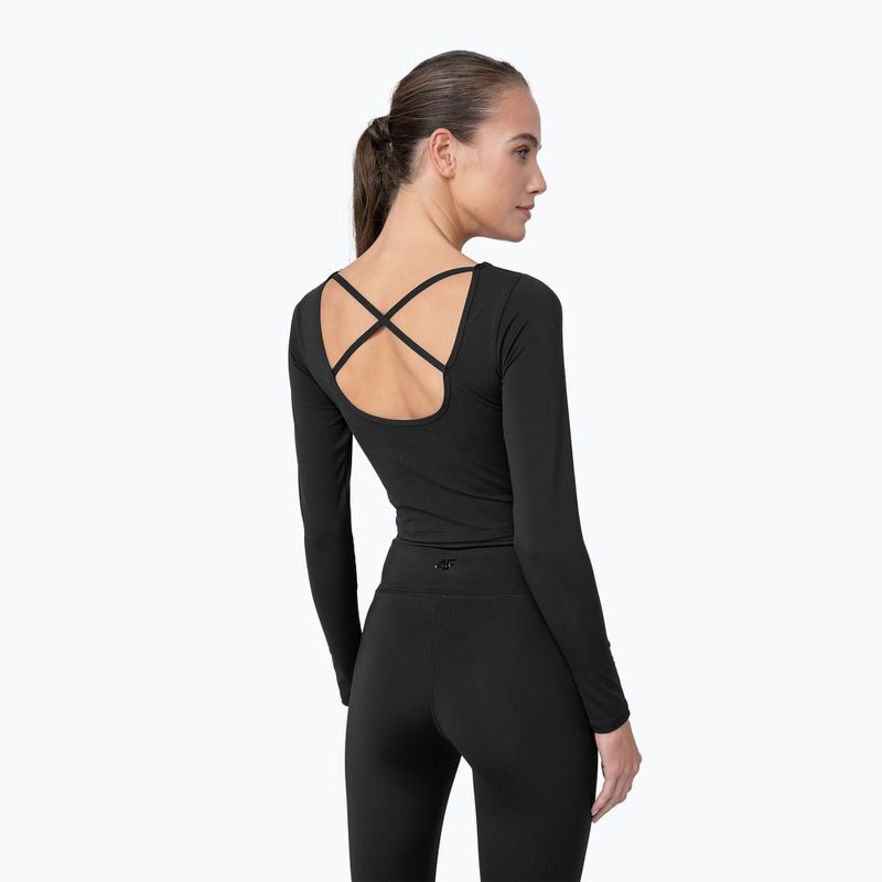 Women's yoga top 4F black H4Z22-TSDL019 2