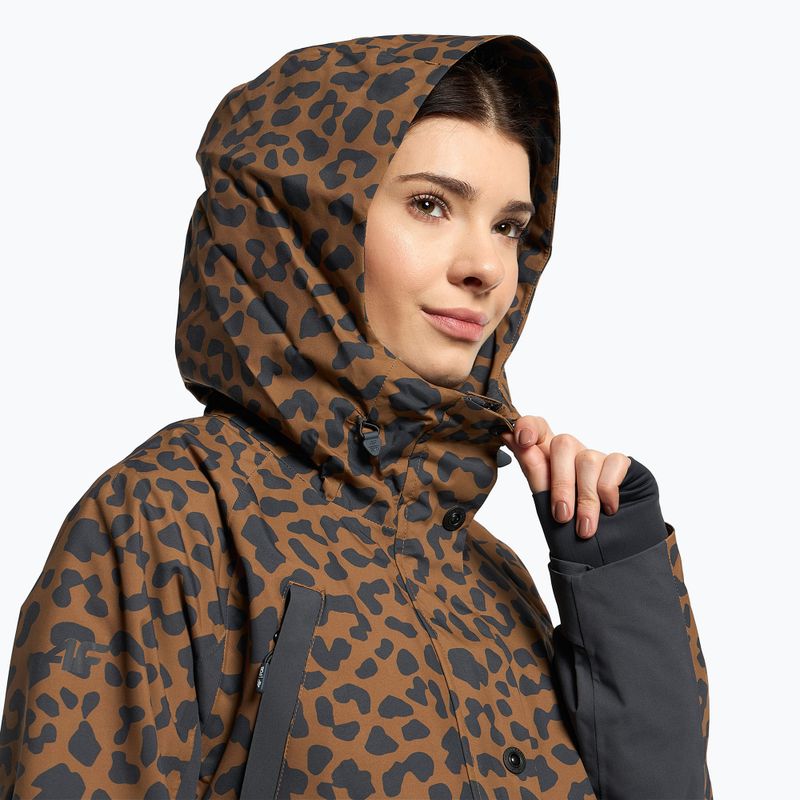 Women's snowboard jacket 4F brown H4Z22-KUDS002 4