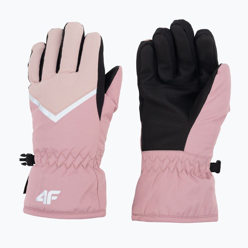 Children's ski gloves 4F pink 4FJAW22AFGLF039