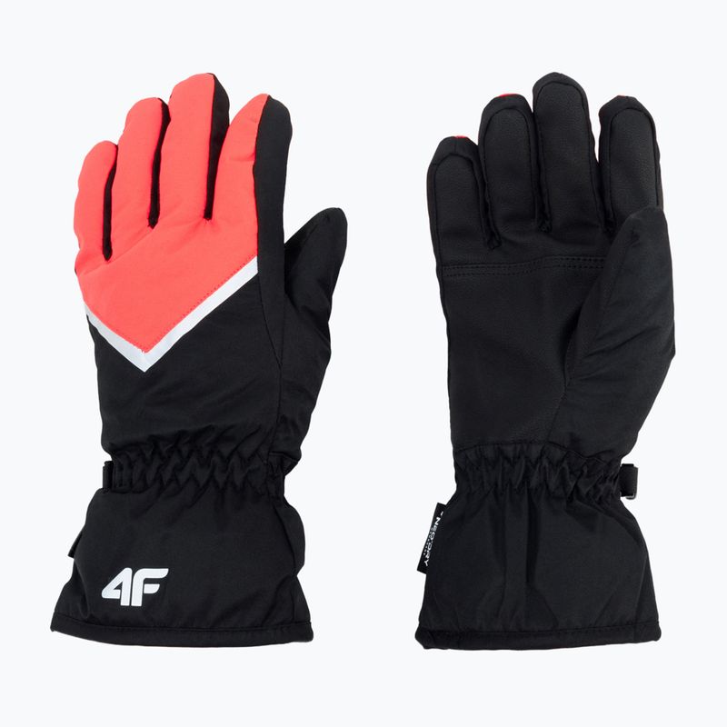 Children's ski gloves 4F black and red 4FJAW22AFGLF039