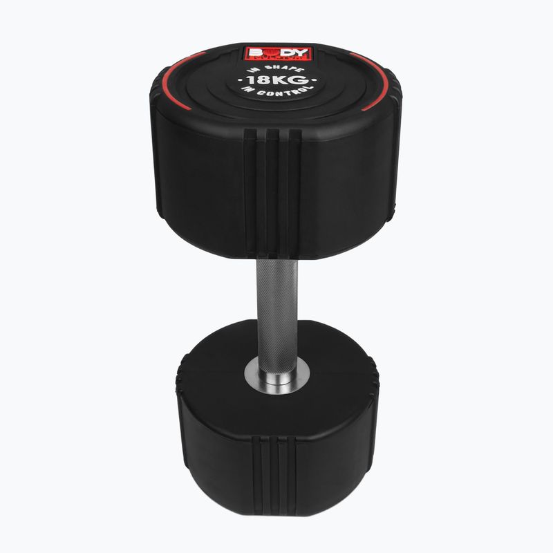 Rubber-coated dumbbell Body Sculpture TPU BW 133 18 kg black 2