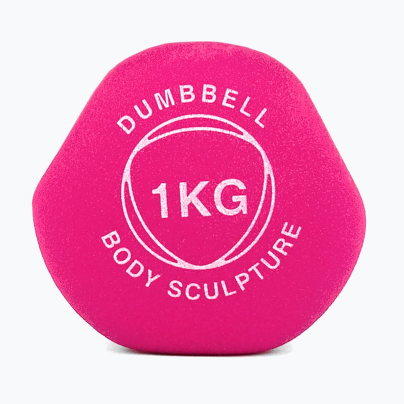 Rubber-coated dumbbell Body Sculpture BW 513 z PVC 1 kg pink 4