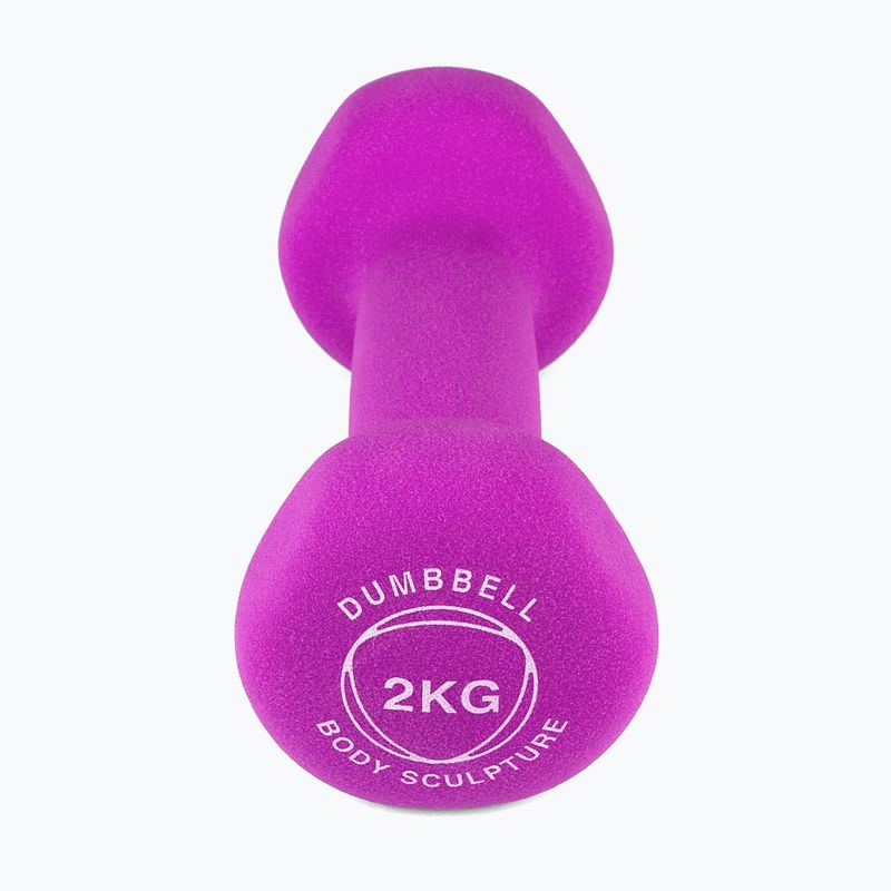 Rubber-coated dumbbell Body Sculpture BW 513 z PVC 2 kg purple 3