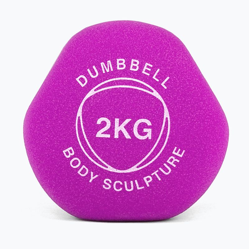 Rubber-coated dumbbell Body Sculpture BW 513 z PVC 2 kg purple 4
