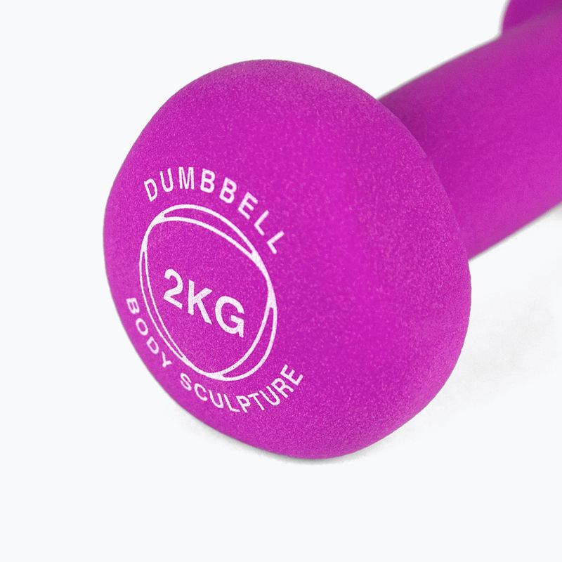 Rubber-coated dumbbell Body Sculpture BW 513 z PVC 2 kg purple 5
