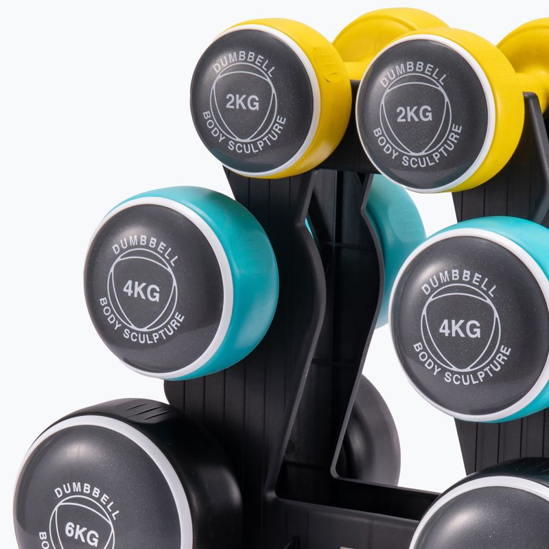 Dumbbell set with stand Body Sculpture Smart Bw 108Dt 24 kg yellow/blue/black 2