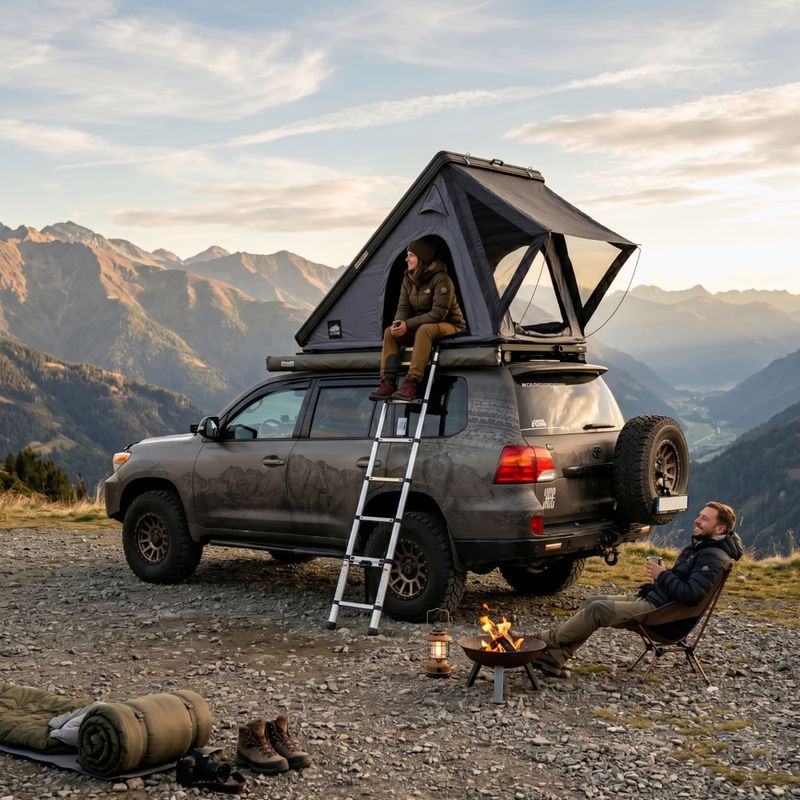 2-person roof tent OFFLANDER Triangle Slim Wolf black 10