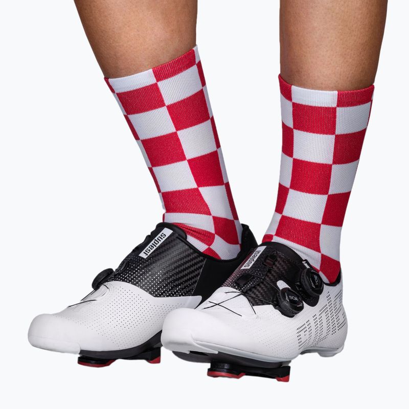 Luxa Squares white and red cycling socks LUAMSSQRS 2