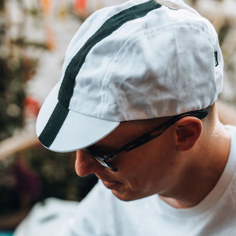 Luxa Classic Stripe white and black under-helmet cycling cap LULOCKCSW 2