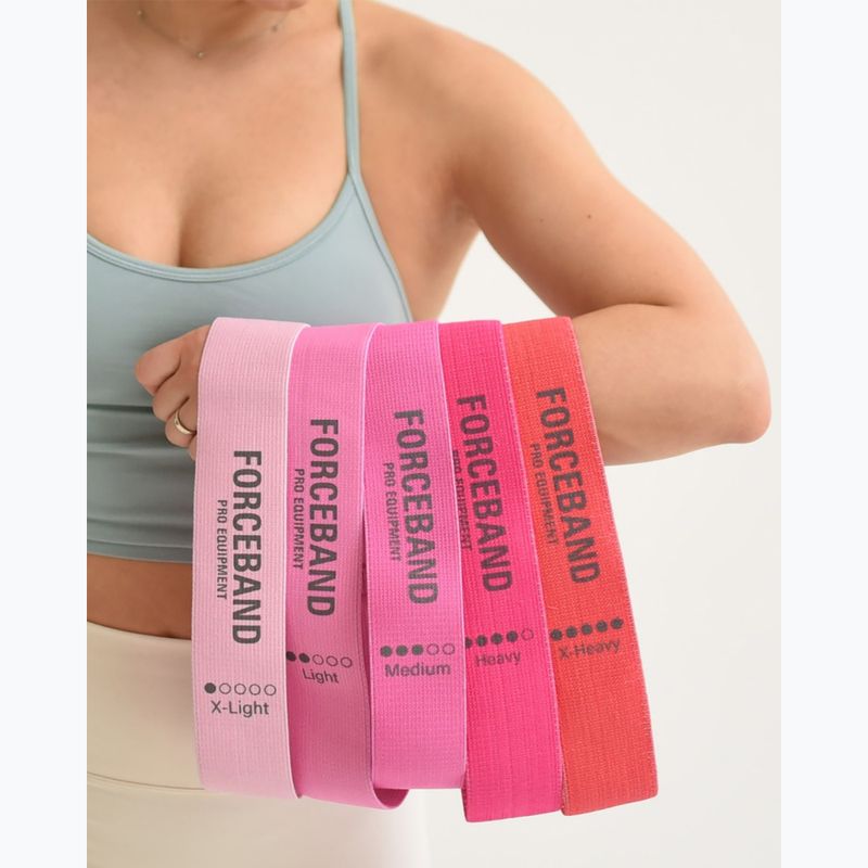 Training resistance band set FORCEBAND Mini Band 5 szt. + E-BOOK pink 5