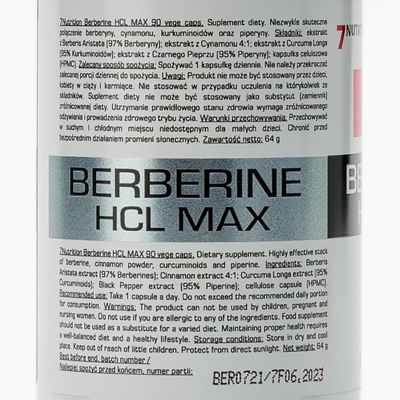 Berberine HCL MAX 7Nutrition digestive support 90 capsules 7Nu000461 2