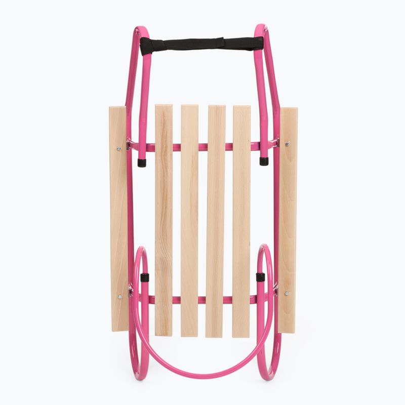 Metal sled HUMBAKA with backrest and footrest pink 4