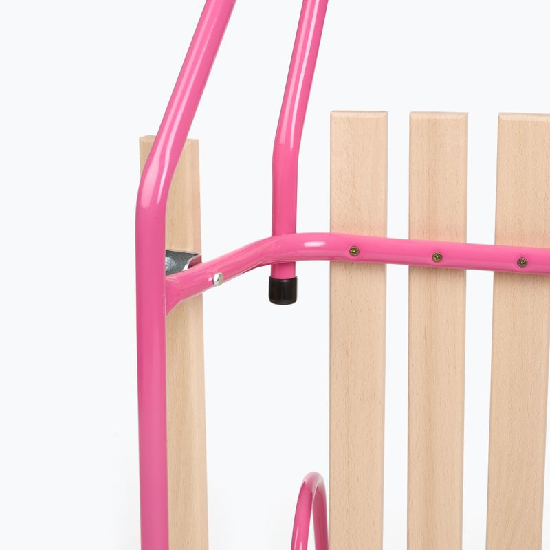 Metal sled HUMBAKA with backrest and footrest pink 6