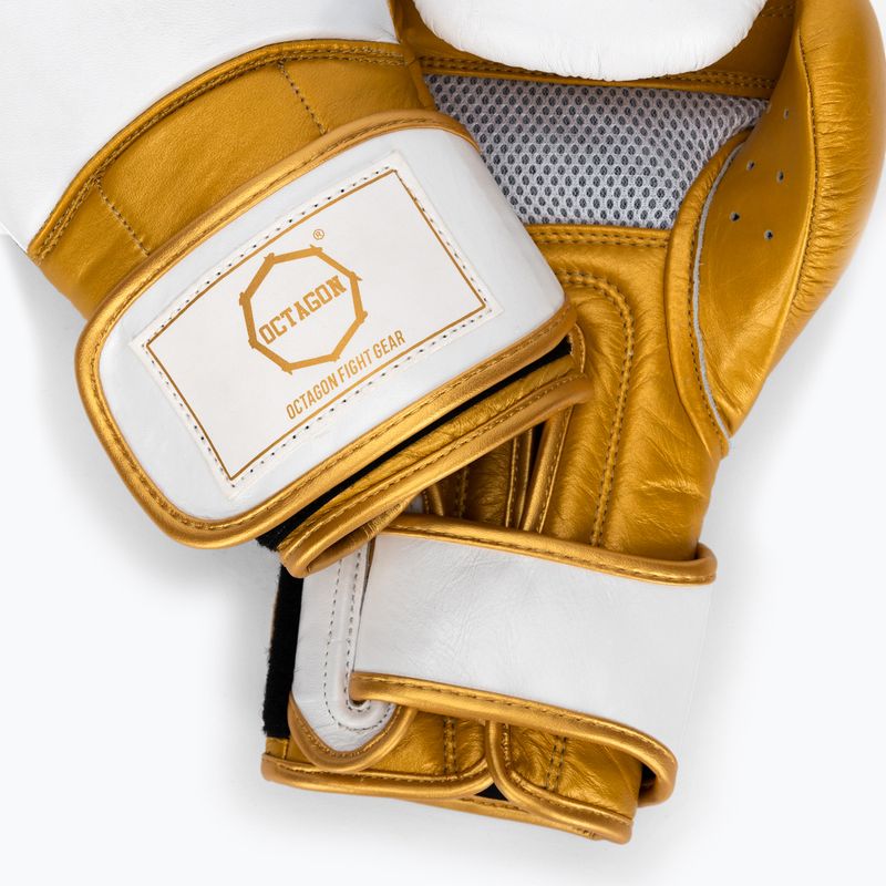 Octagon Prince white/gold boxing gloves 5