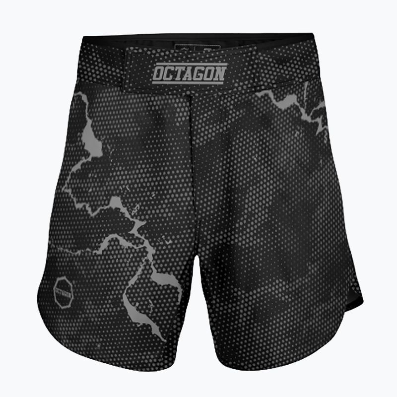 Men's Octagon Marble Camo MMA training shorts camo grey
