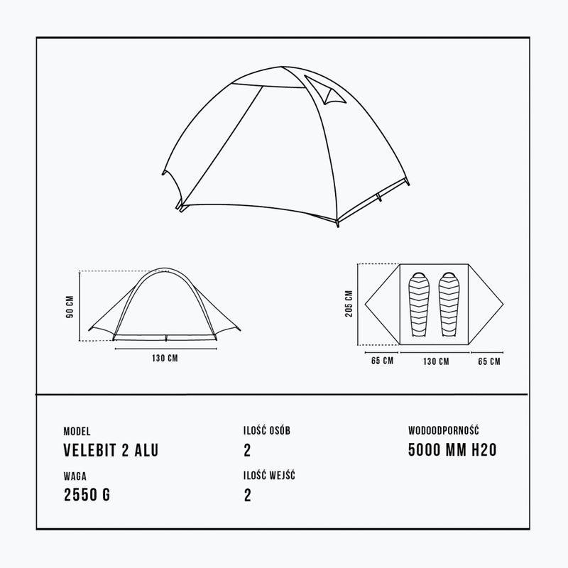 Trekking 2-person tent Alpinus Velebit 2 ALU green 12