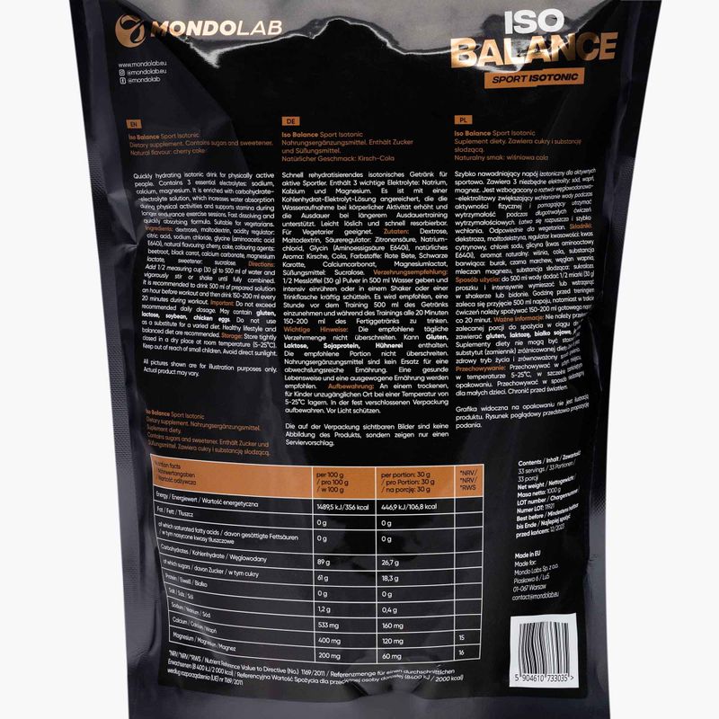 Isotonic drink powder MONDOLAB Balance Fizzy Cherry 1000g cherry cola MND008 2
