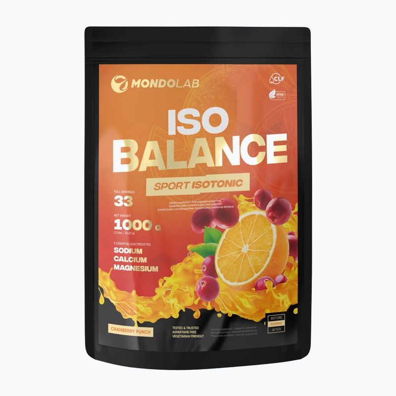 Isotonic drink powder MONDOLAB Balance Bitter Cranberry Punch 1kg orange-cranberry MND007
