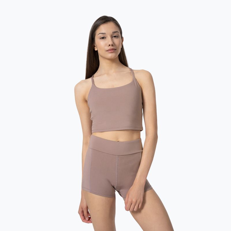 Women's yoga top 4F brown 4FSS23TTSHF270-82S