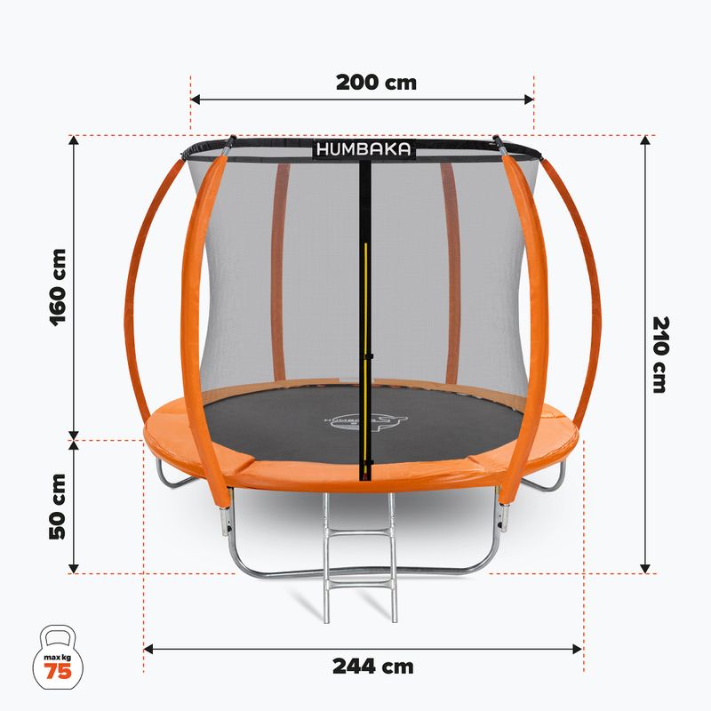 HUMBAKA Super 244 cm orange garden trampoline Super-8' Tramps 2