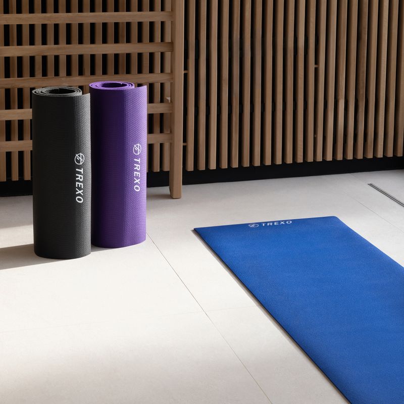 TREXO yoga mat PVC 6 mm blue YM-P01N 5