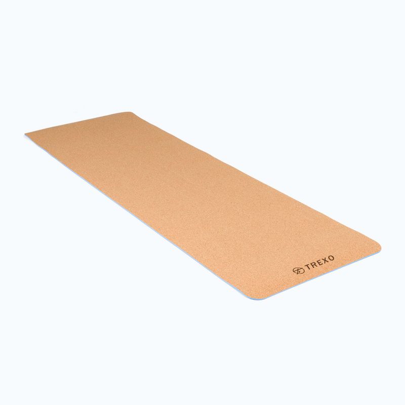 TREXO Yoga mat TPE cork 6 mm blue YM-C01N