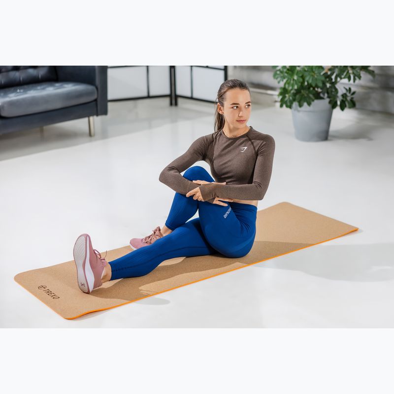 TREXO Yoga mat TPE cork 6 mm orange YM-C01P 4