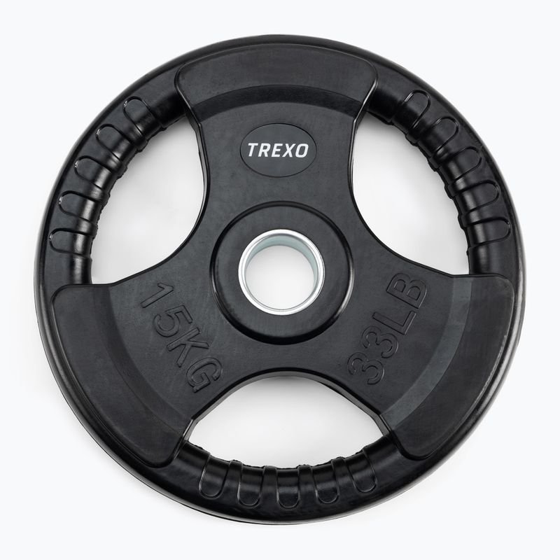 XTREXO black rubberised cast iron weight RW15 15 kg 3