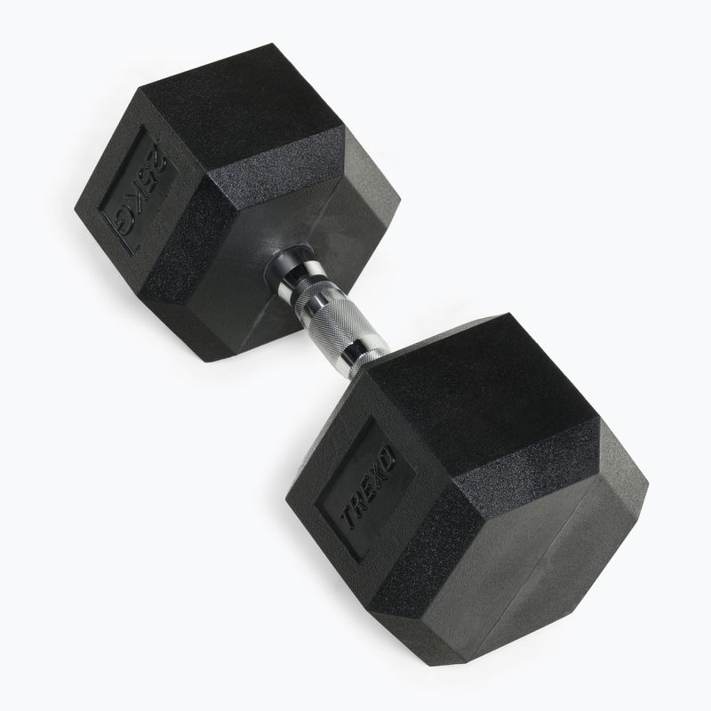 TREXO Hex HXD250 rubberised dumbbell 25 kg 2