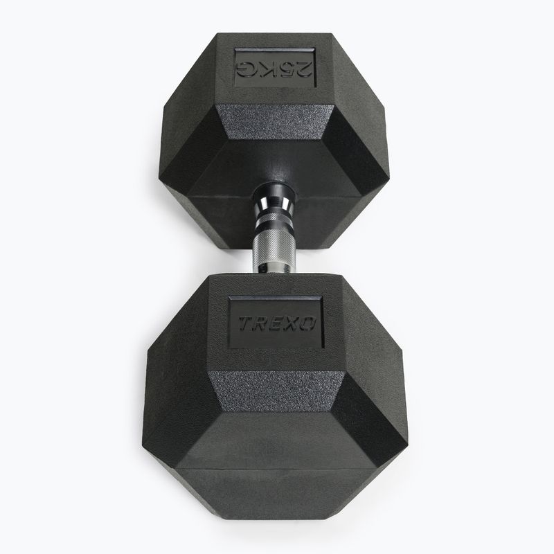 TREXO Hex HXD250 rubberised dumbbell 25 kg 3