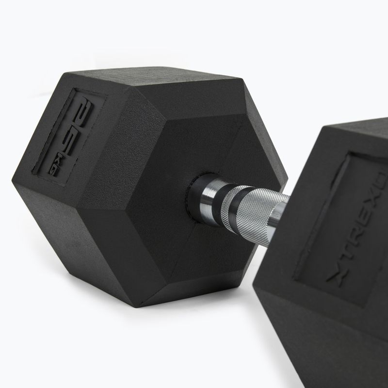 XTREXO Hex HXD250 rubberised dumbbell 25 kg 8