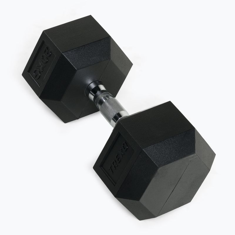 TREXO Hex HXD200 20 kg rubberised dumbbells 2