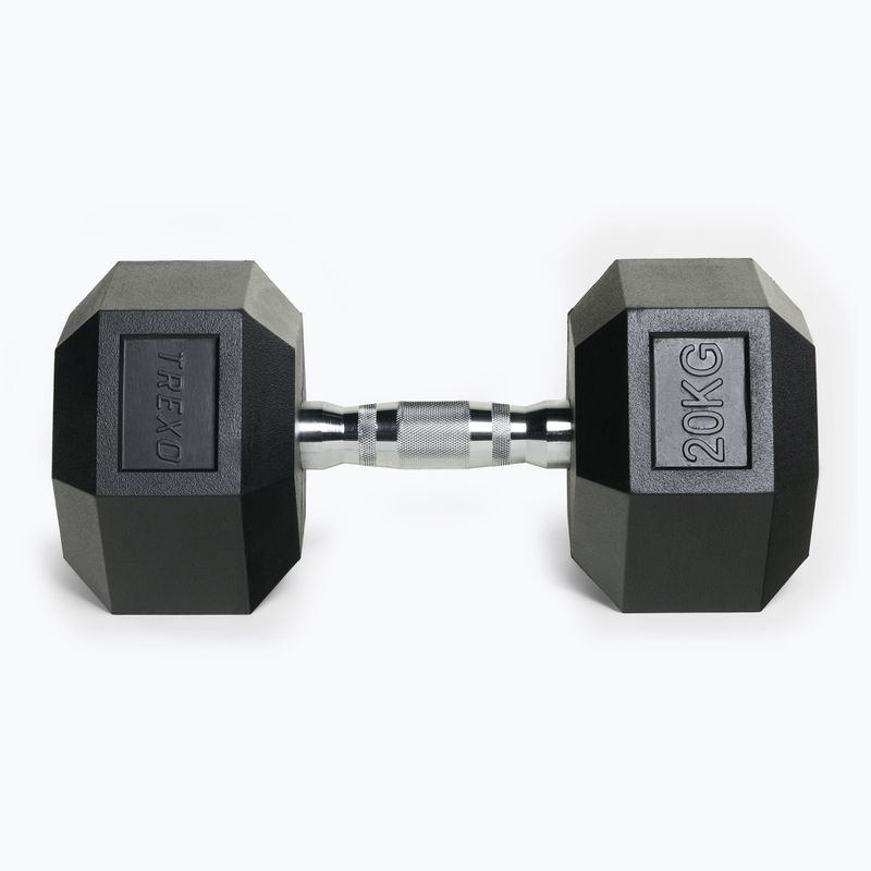 TREXO Hex HXD200 20 kg rubberised dumbbells 4