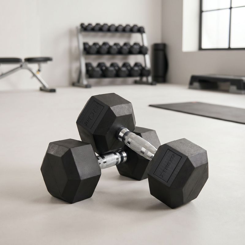 XTREXO Hex HXD200 20 kg rubberised dumbbells 3