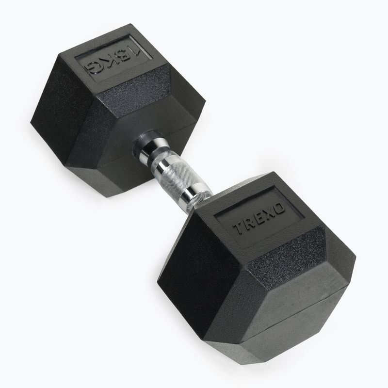 XTREXO Hex HXD150 rubberised dumbbell 15 kg 3