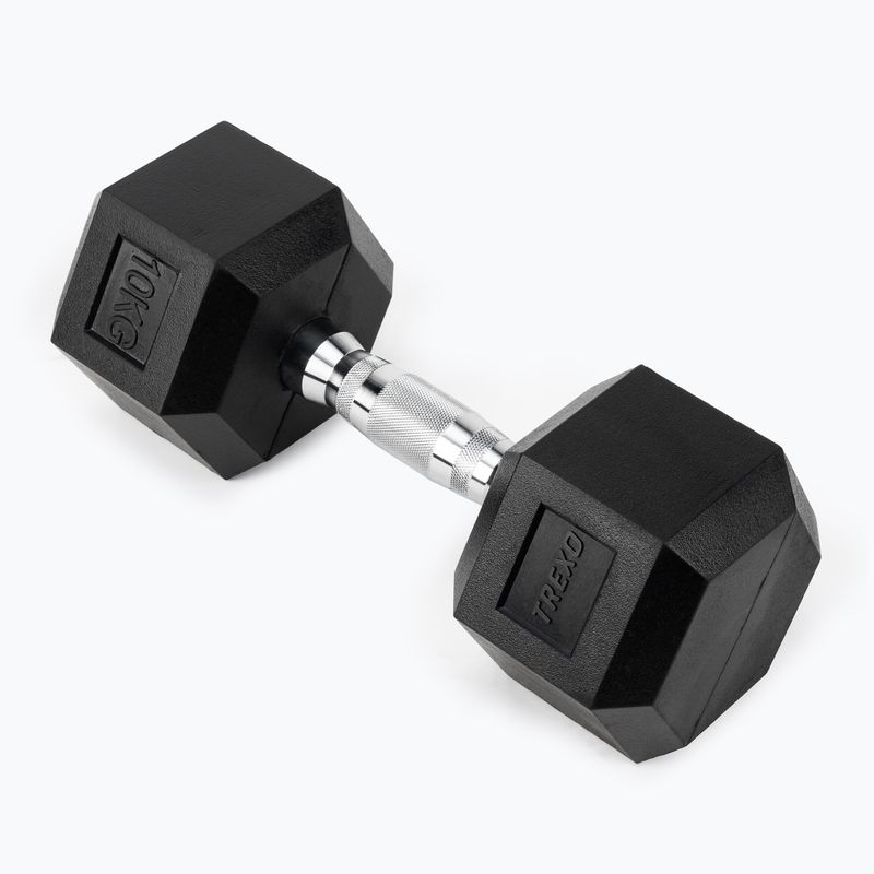 XTREXO Hex HXD100 rubberised dumbbell 10 kg 3