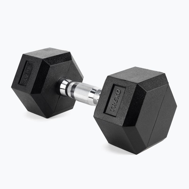 XTREXO Hex HXD75 rubberised dumbbell 7.5 kg
